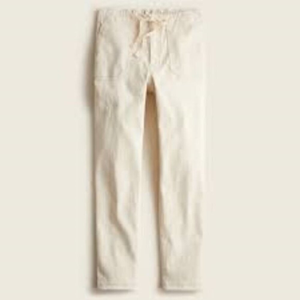 Jcrew Tie-waist camp pant in denim stripe, NWT, size L